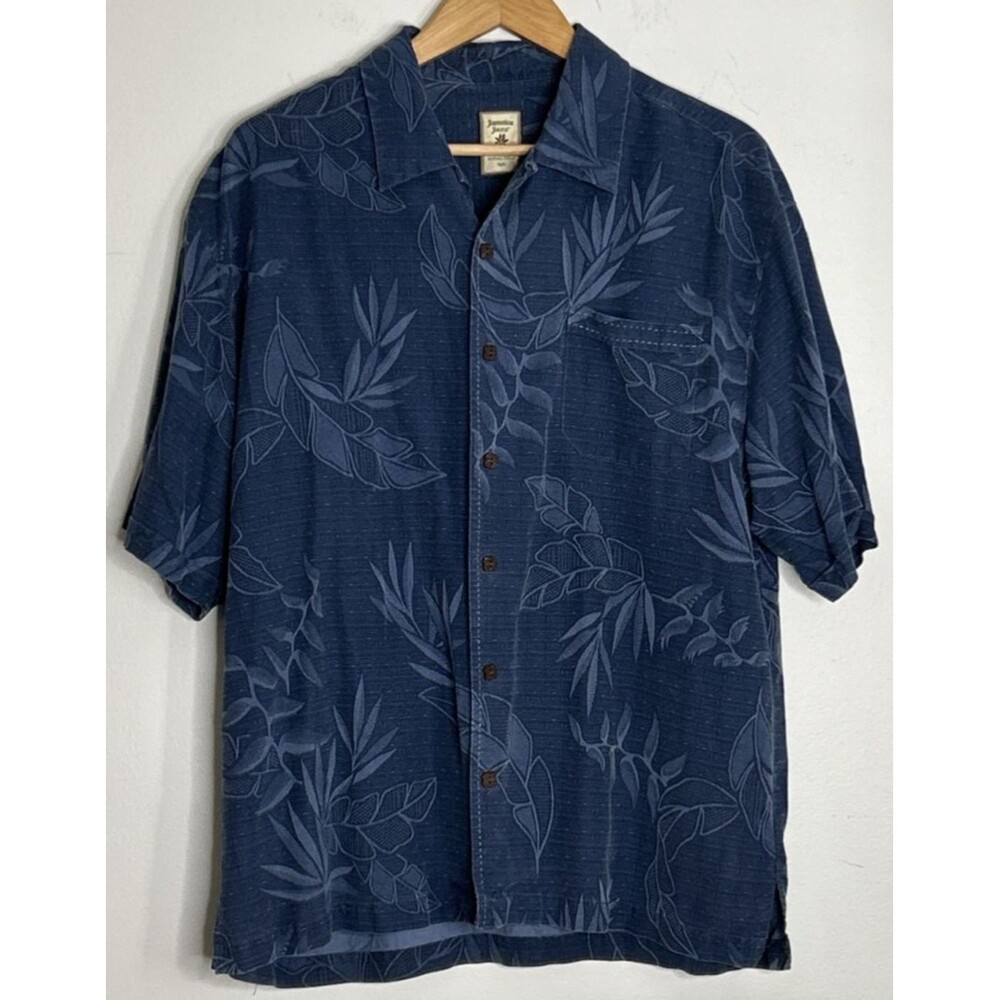 Jamaica Jaxx 100% Silk Tropical Hawaiian Casual SS Button Up Shirt Mens XL